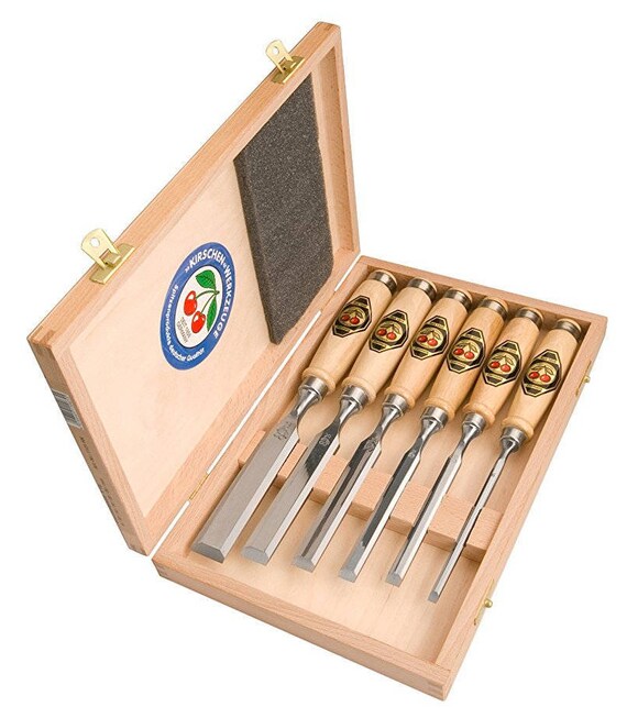 Two cherries chisels set 6 pieces Kirschen wood Gouges