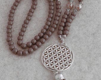 XL chain of acrylic beads and the flower of life with tassel