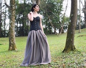 Gothic wedding skirt - Bohemian romantic dark princess grey chiffon long skirt - Medieval skirt - Gothic wedding dress