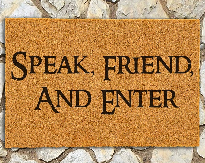 Tolkien LOTR Doormat, Speak Friend And Enter Doormat, Lord Of The Rings Doormat