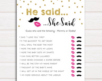 He Said She Said Baby Shower Game-Instant Download