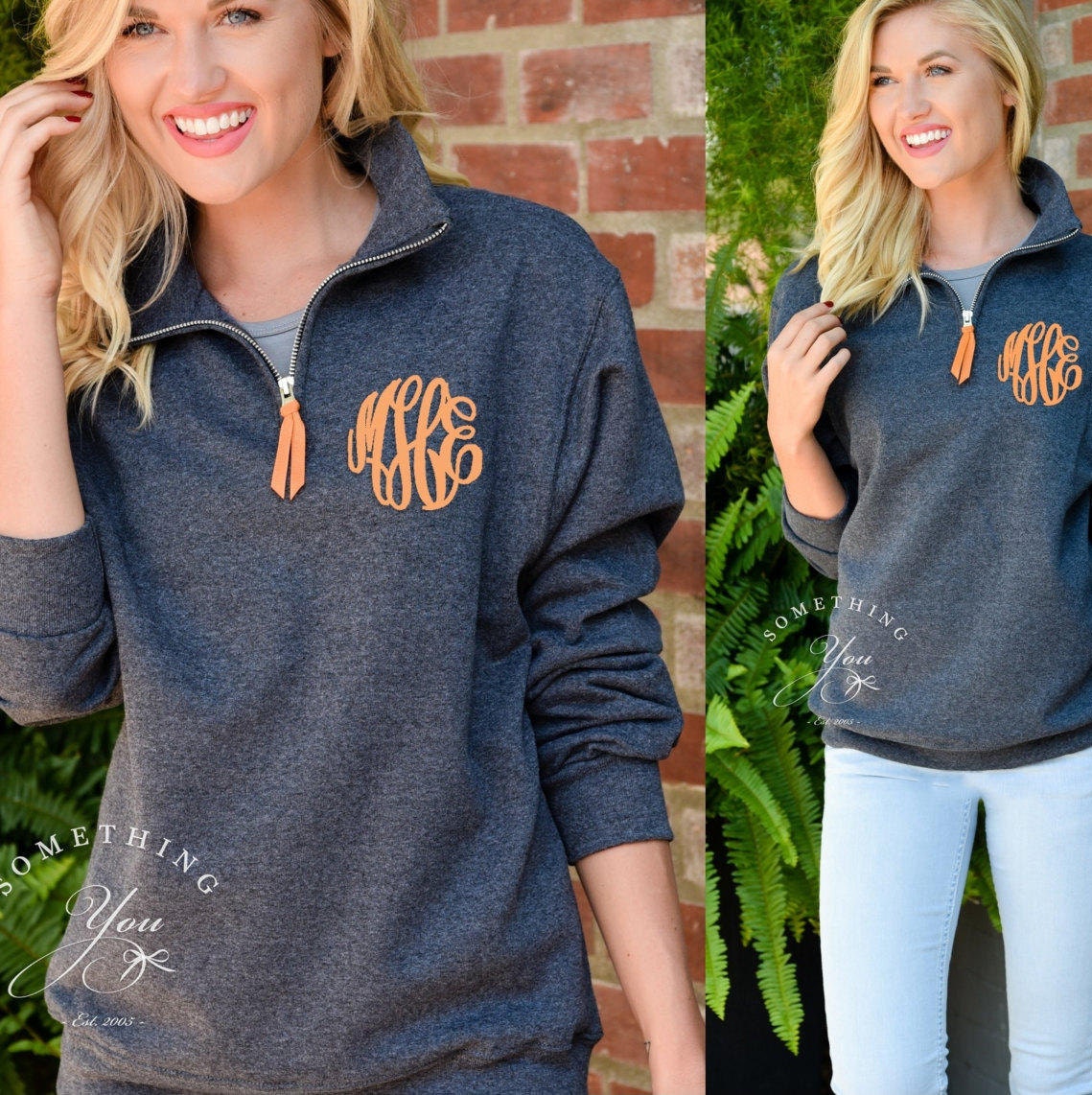 Pullover with Quarter Zip Sweatshirt Pullover Embroidery