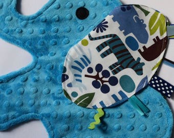 Zoo Day Turquoise Blue Elephant Shaped Sensory Blanket