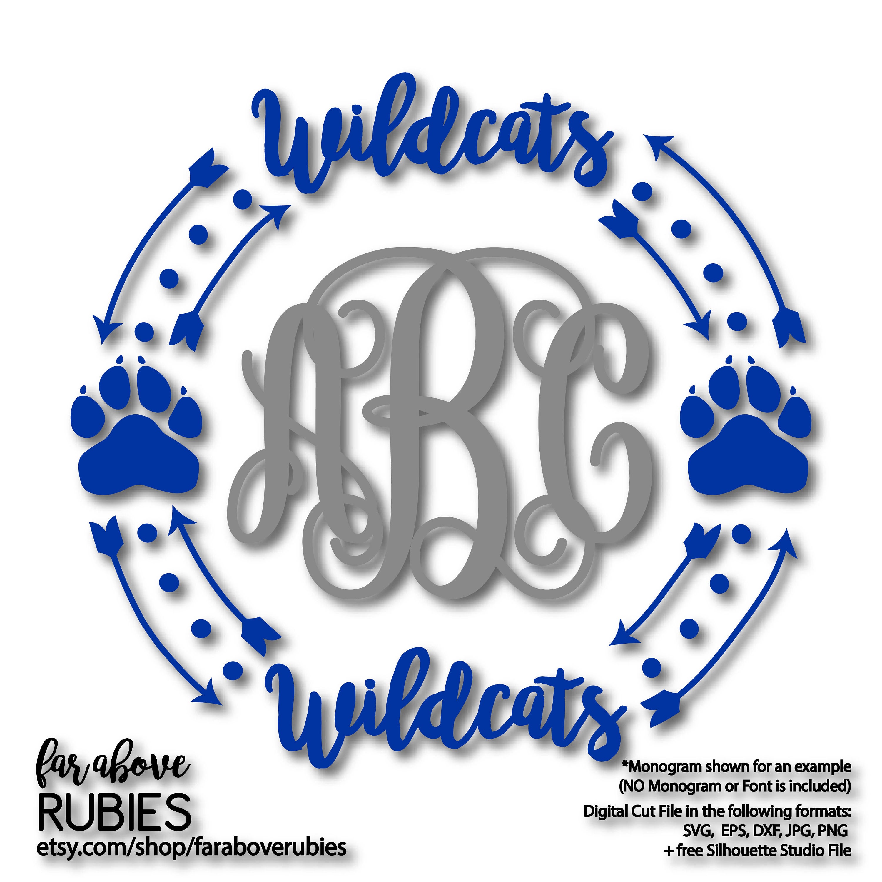 Download Wildcats Paw Print Monogram Frame Wreath monogram NOT