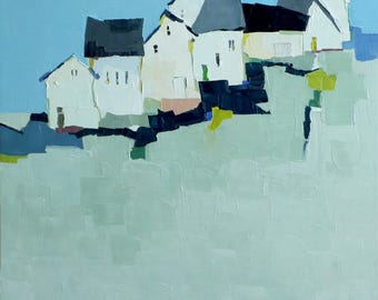 Hilltop Suite- Oil Painting 24x30- Original Painting on Canvas, Houses