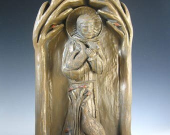 St Francis, Patron of Nature: Handmade Statue / Plaque