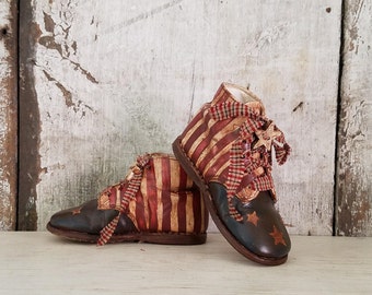 Americana Vintage Toddler Shoes, Americana Decor, Primitive Americana, Painted Americana, Primitive Decor, Country Decor, 4th of July