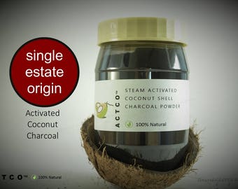 Activated Charcoal Powder. Organic coconut shell, steam activated charcoal. SINGLE ESTATE origin. Ultra Fine freshest harvest of July 2017
