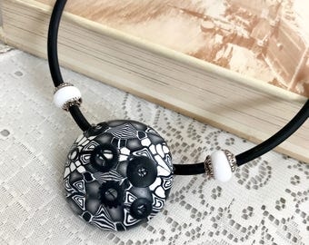 Geometric black white statement polymer clay choker necklace - Women Jewelry - Eastern necklace - Fashion Jewelry - Chunky trendy necklace