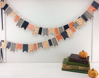 Halloween Mini Flags Garland: Halloween Garland, Halloween Banner, Mantel Decor, Classy Halloween, Halloween Party Decor, Bridal Shower