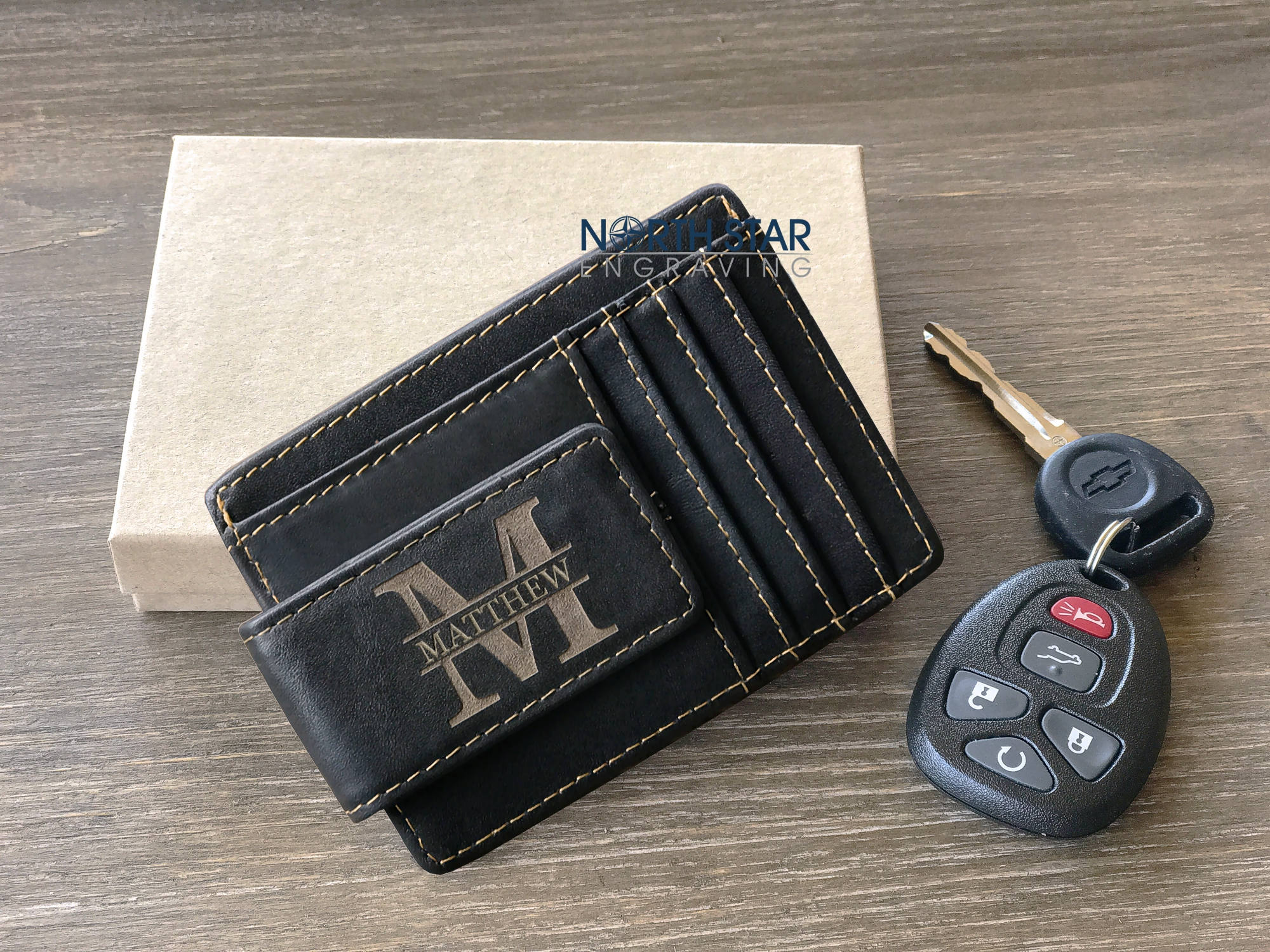Personalized leather Wallet Leather money clip wallet