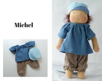 Waldorf doll 33 cm / 13 inch,Michel, baby doll, limbed doll, cloth doll, brown hair