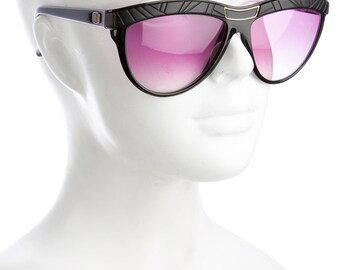 EMILIO PUCCI 80s Glam / Luxe Vintage Oversized Cat Eye Designer Sunglasses w/ Purple Tinted Lenses