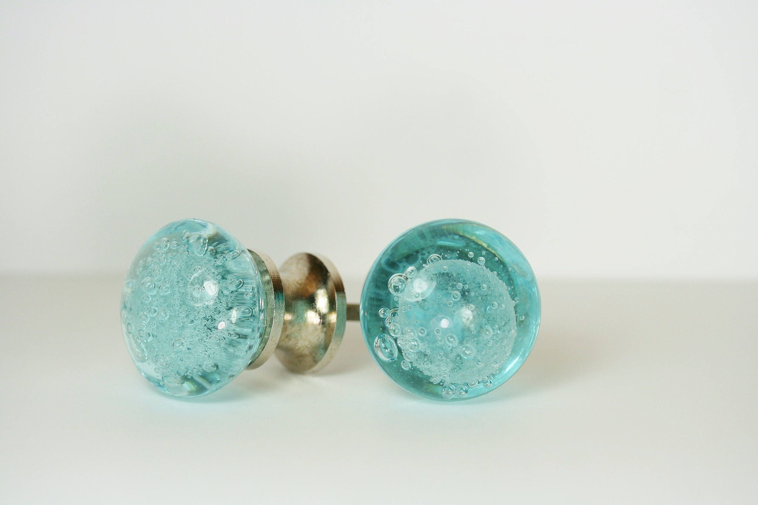 Blue Glass Drawer Knob Drawer Pull Blue Bubbles Drawer Pull