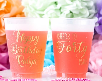 40th Birthday Cup, 40th Birthday Party, Cheers to 40 Years, Frosted Cups, Personalized Cups, Custom Cups, Birthday Decor, Happy Birthday