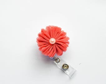 Dark Pink Flower Badge Reel