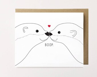 Otter Card, Cute Anniversary Card, Otter Lover card, Cute Animal Card, Otter Love Card, Animal Lover Card, Card for Her Valentine's Day Card