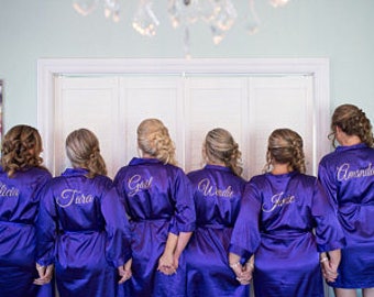 Bridesmaid Robes - 30 Colors - Satin Robes Personalized Robe Bridal Robes Sizes Small to PLUS 3X 4x Sizes