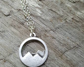 Simple Minimalist Silver Mountain Necklace