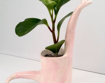 Ceramic Pink Dinosaur planter / indoor planter / succulent planter
