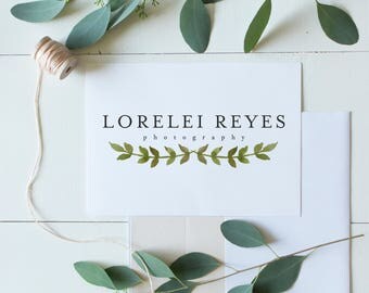 Premade Logo Design | Watercolor Laurel Logo | Floral Leaf Logo | Photography Logo | Small Business Logo | Boutique Logo | PL-030