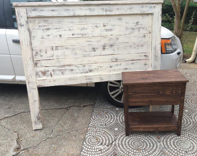 Whitewash/ Shabby Reversible Headboard! Beachy, Nautical, Salvage wood. Great for that Driftwood Look- Reversible! Pallet Bed, King, Queen