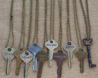 Vintage Key Necklace with 24" Chain Necklace.