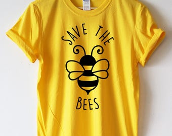 Save The Bees Tshirt Shirt Bees T-shirt Bees shirt Bee clothing Nature Environment High Quality SCREENPRINT Super Soft unisex Worldwide ship