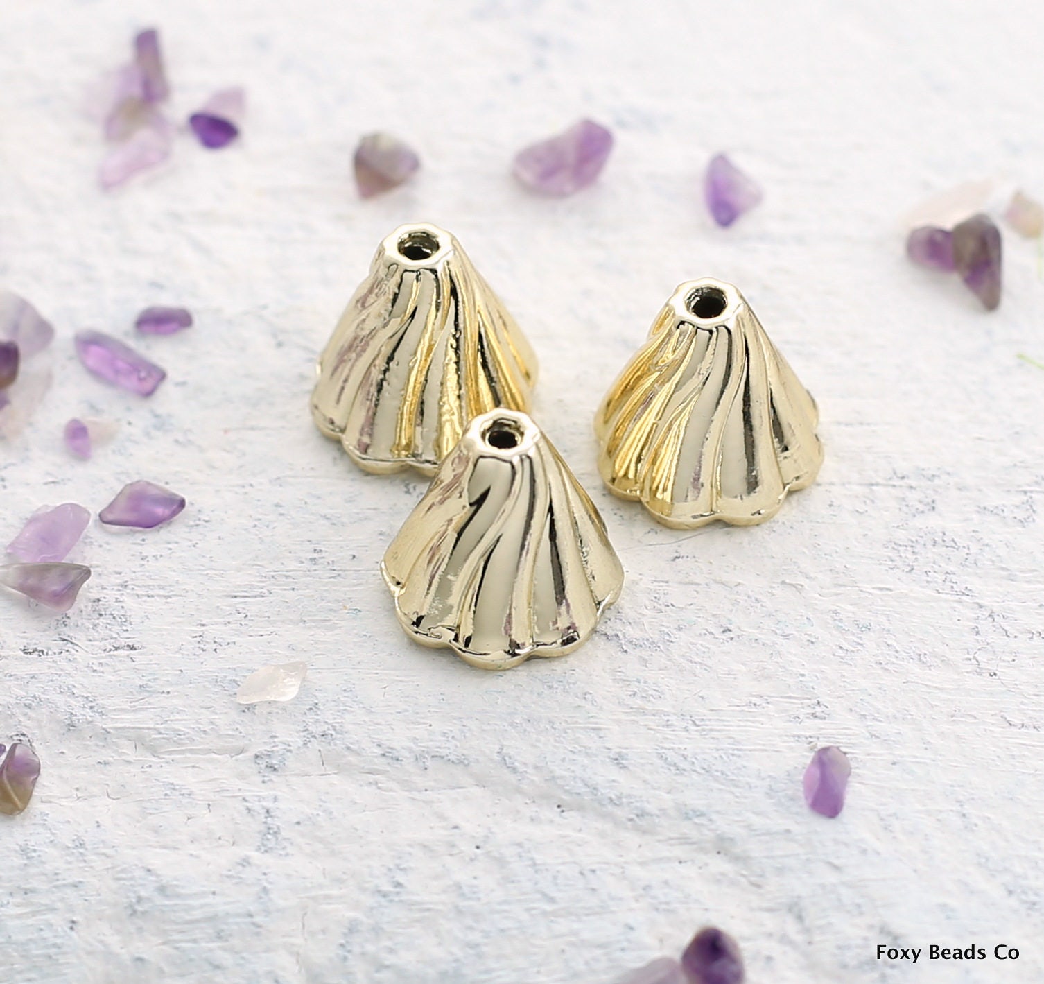 Bead Caps, Gold Bead Caps, Tassel Caps, Cone End Cap, Jewelry Supplies, Apetalous Bead Cone