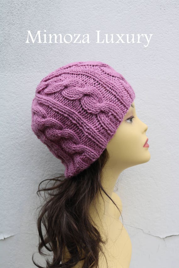 Dusky Pink women's Beanie hat, Hand Knitted Hat in mauve rose beanie hat cap, knitted men's, women's beanie hat, winter beanie, rose ski hat