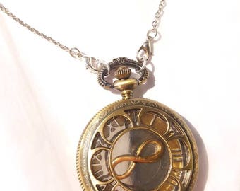 Clock-face Pendant Necklace-gold-tone infinity symbol
