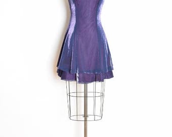 vintage 90s dress, metallic dress, iridescent dress, purple dress, 90s prom dress, 90s clothing, princess dress, goth dress, shiny dress, S