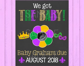 mardi gras baby announcement