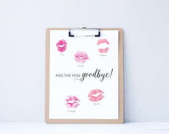 Kiss The Miss Goodbye Printable - Bachelorette Party Game - Miss To Mrs Printable - Bachelorette Party Printable - DIY Bachelorette Party