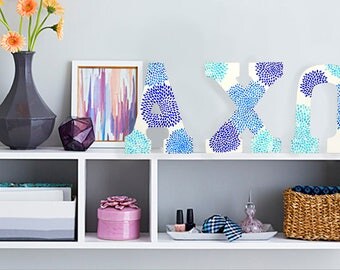 Floral hand painted 9" wooden letters - greek letters available!