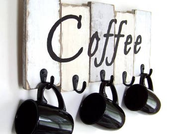 Coffee Cup Holder, Kitchen Storage, Coffee Mug Holder, Mug Rack, Rustic Décor, Housewarming Gift, Kitchen Decor, Custom orders welcome!