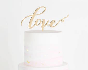Love Cake Topper, Love Wedding Cake Topper, Engagement Cake Topper, Bridal Shower Cake Topper, Calligraphy Cake Topper