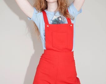 Vtg 1960s Mod Romper Highwaisted Hot Pant Shorts Pinafore Dungaree all in one Size 6\8