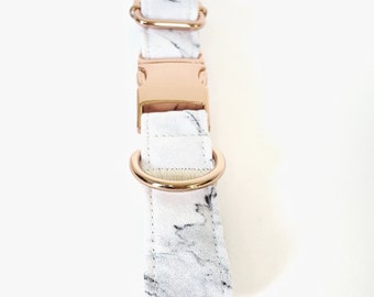 Carrara Marble Dog Collar, Rose Gold, Yellow Gold, Silver (1" width shown), dog collar, marble dog collar, dog, cute dog collar,white marble