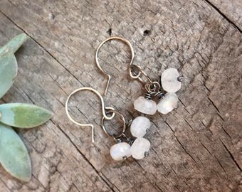 Moonstone Earrings, Minimalist Earrings, Sterling Silver Earrings, Drop Earrings, Minimalist Jewelry