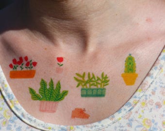 "Plants" collection - temporary tattoos x 6