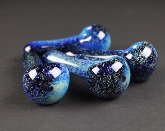 Galaxy Cobalt Glass Pipe Space Nebula Fumed Glass Pipe, Heady Hand Blown