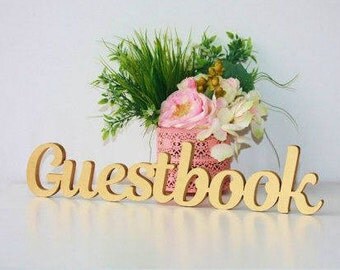 Freestanding <Guestbook>.Wedding Signs.Reception Decor. Wood Wedding Guestbook Sign.
