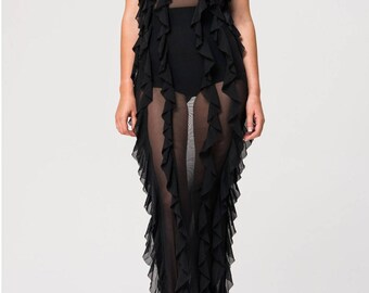 Nasty ruffle black maxi dress