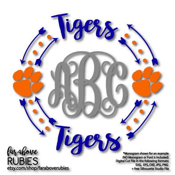 Download Tigers Paw Print Monogram Wreath with Arrows monogram NOT