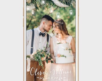 mason jar wedding snapchat filter, rustic wedding geofilter, string light snapchat filter, barn wedding snapchat filter, party geofilter