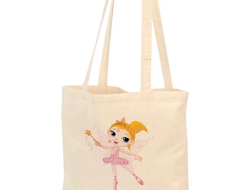 Girls Ballet Bag, Girl's Ballerina, Personalised Tote, Pink Fairy Bag, gym Bag, eco friendly bag, Girls Dance Bag