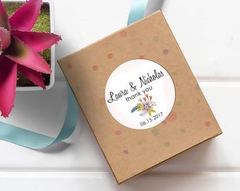 Thank You Favor Stickers, Wedding Favor Stickers, Favor Bag Stickers, Floral Sticker Labels, Personalized Stickers