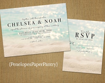 Simple Beach Wedding InvitationSandy BeachSunshineShimmery WaterDestination Simple Beach Wedding InvitationSandy BeachSunshineShimmery WaterDestination