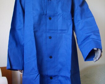 VTG 60s french blouse work shirt in indigo blue, new old stock, size EU 54/56 / XL